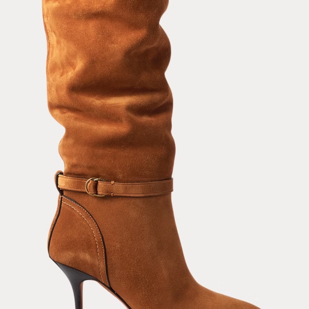 Polo by Ralph Lauren Brown Maple Suede Calfskin Heeled Zoe Boots Women’s Size 6
